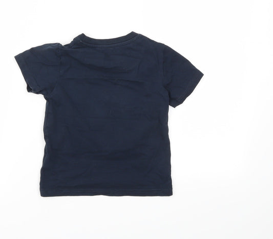 LOSAN Boys Blue Animal Print Basic T-Shirt Size 3 Years