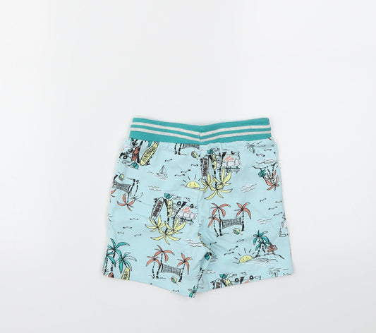 SO CUTE Boys Blue Animal Print Capri Trousers Size 18 Months