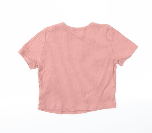 TOPSHOP Womens Pink Basic T-Shirt Size 10