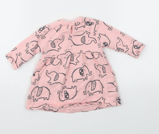George Girls Pink Animal Print Fit & Flare Size 0-3 Months