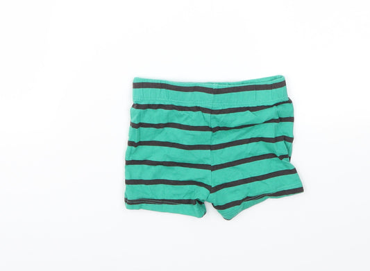 F&F Boys Green Striped Capri Trousers Size 6-9 Months