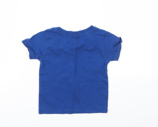 Primark Boys Blue Animal Print Basic T-Shirt Size 9-12 Months