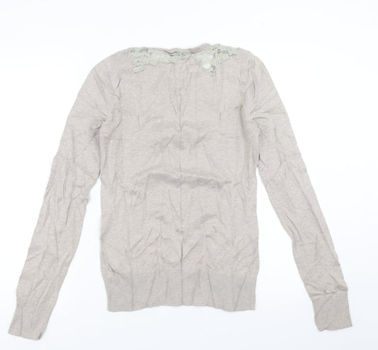 Topshop Womens Beige Pullover Jumper Size 10 - floral lace detail