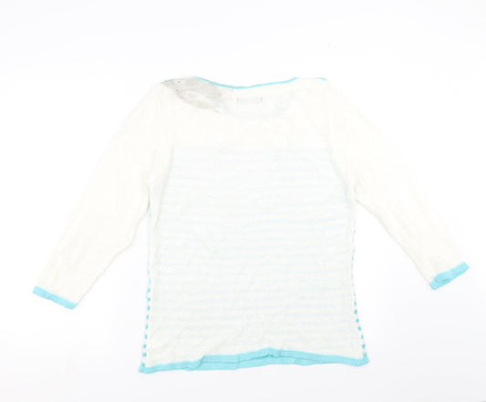 BM collection Womens Blue Striped Pullover Jumper Size S