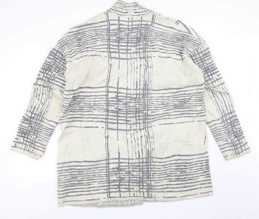 Marks and Spencer Womens Beige Geometric Cardigan Jumper Size 18