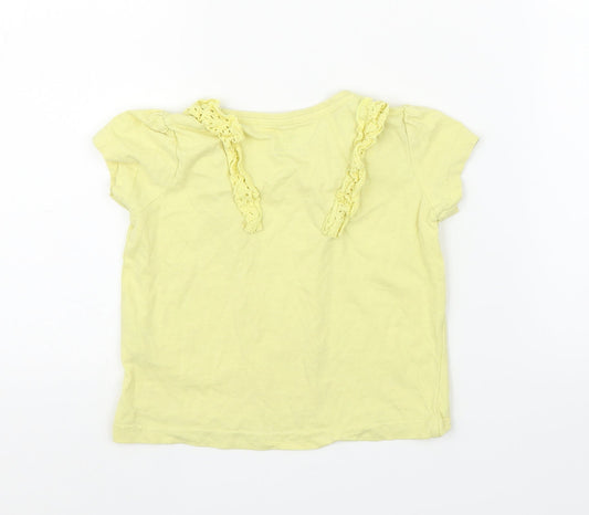 Primark Girls Yellow Basic T-Shirt Size 3-4 Years