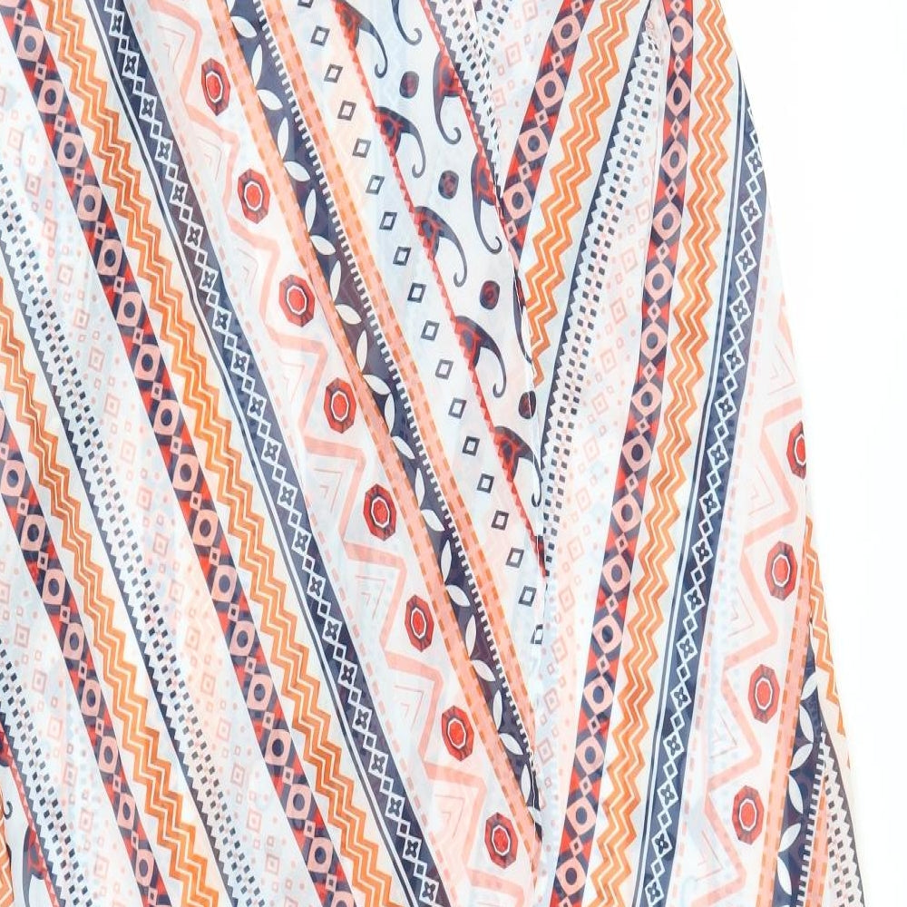 Preworn Womens Orange Geometric Wrap Skirt Size M