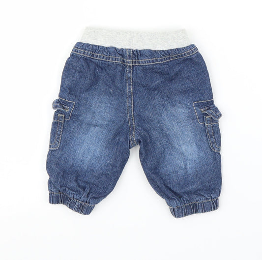 George Boys Blue Denim Cargo Jeans Size 0-3 Months