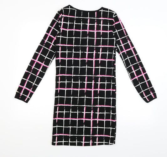 Dolls Paris Womens Black Check T-Shirt Dress Size S