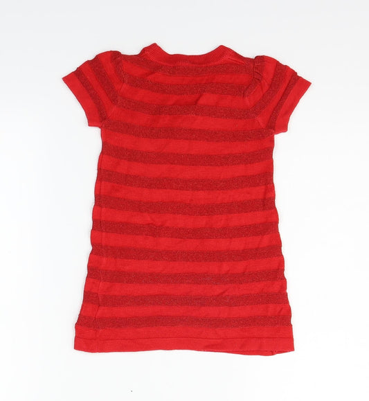 George Girls Red Henley Jumper Size 12-18 Months