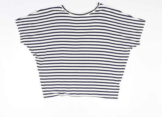 New Look Womens White Striped Basic Blouse Size 16