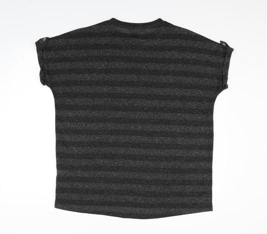 New Look Womens Grey Striped Basic Blouse Size L