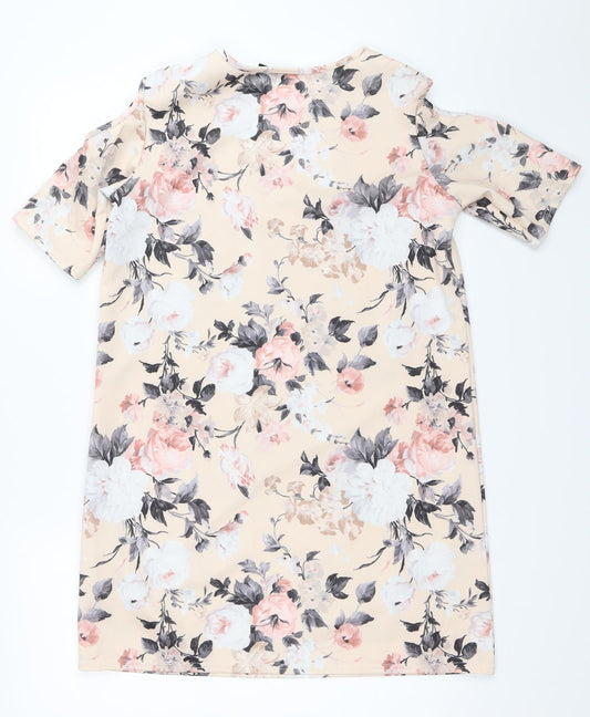 Boohoo Womens Beige Floral Shift Size 10