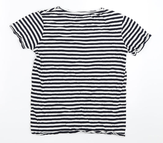 Zara Womens Blue Striped Basic T-Shirt Size S
