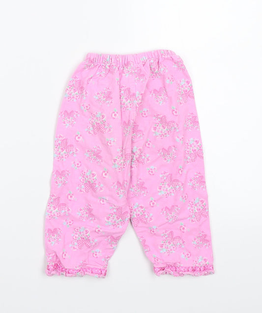 Disney Girls Pink Floral Babydoll Pyjama Pants Size 18-24 Months