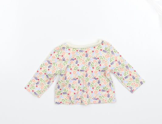George Girls White Floral Basic T-Shirt Size Newborn