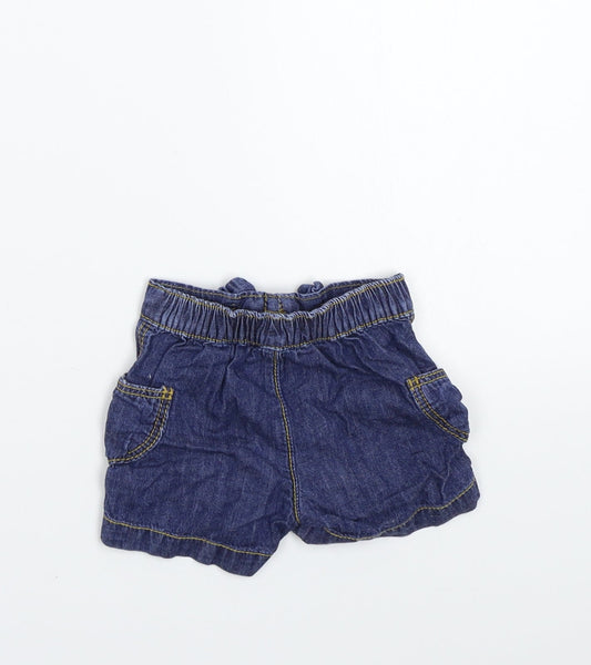 M&Co Girls Blue Floral Cropped Trousers Size 0-3 Months
