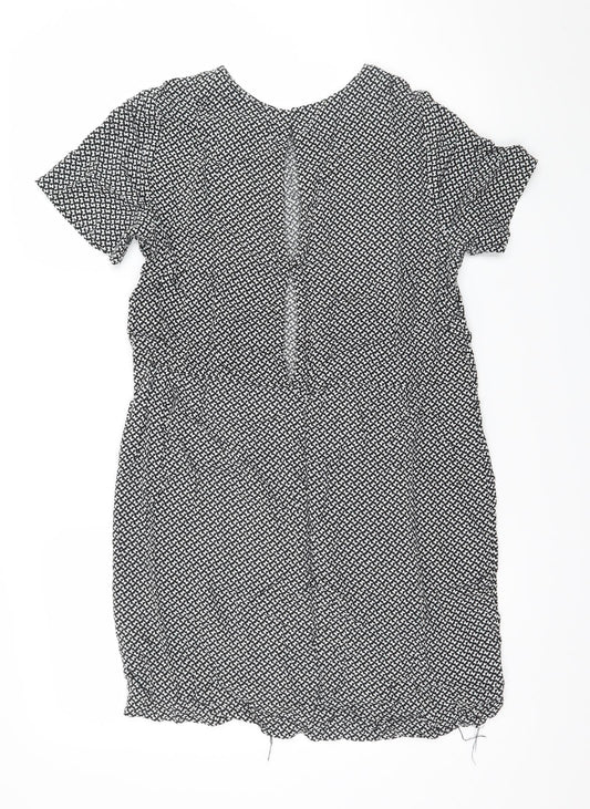 H&M Womens Black Geometric A-Line Size 8