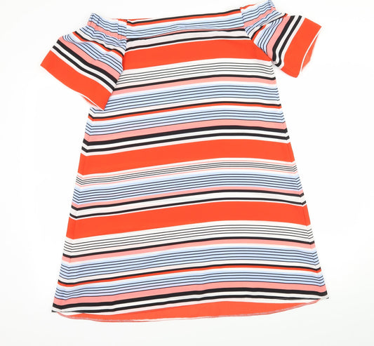 New Look Womens Red Striped A-Line Size 10