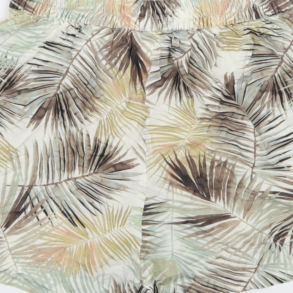 H&M Womens Ivory Geometric Hot Pants Shorts Size 6 - Leaf print