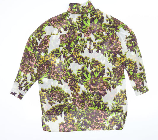 Topshop Womens White Floral Basic Blouse Size 6
