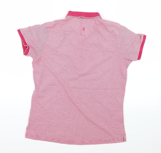 Glenbrae Womens Pink Striped Basic Polo Size M