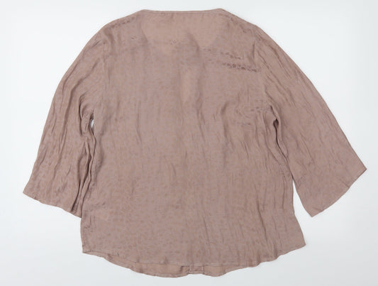 Saint Tropez Clothing Womens Brown Animal Print Basic Blouse Size M