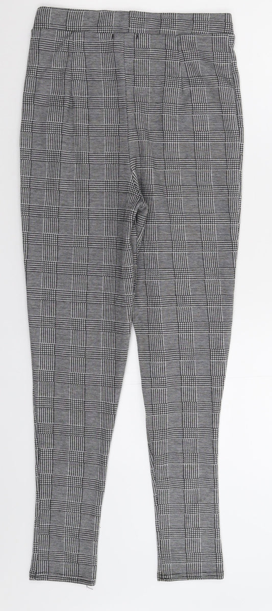 Boohoo Womens Grey Check Trousers Size 10 L28 in