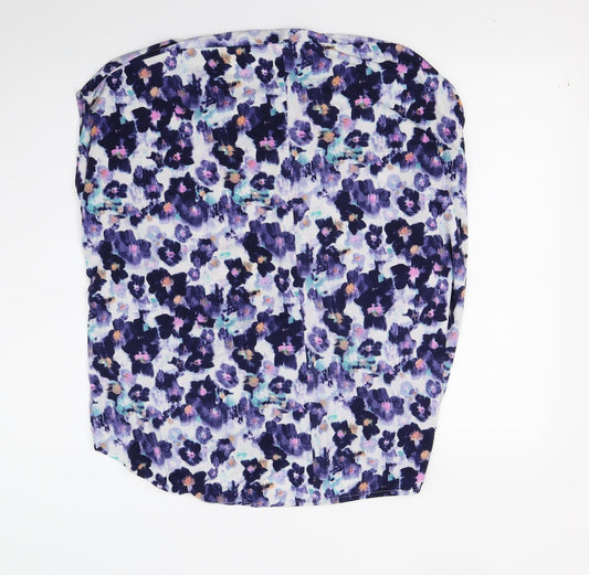 Definitions Womens Purple Floral Basic Tank Size 10