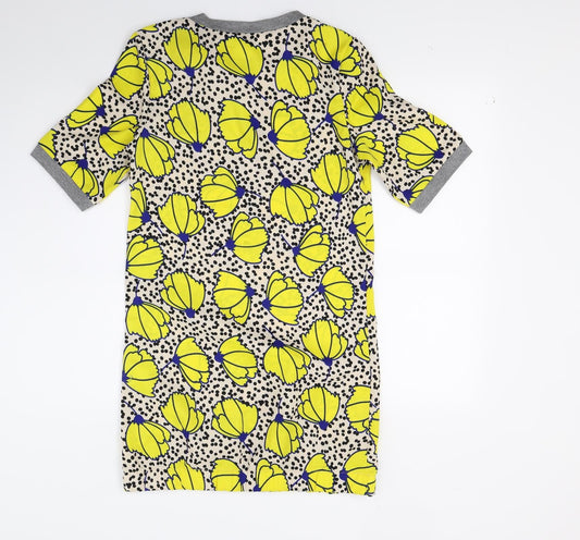 Fruity Fever Womens Yellow Floral A-Line Size S
