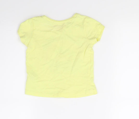 Primark Girls Yellow Basic T-Shirt Size 2-3 Years - Rainbows
