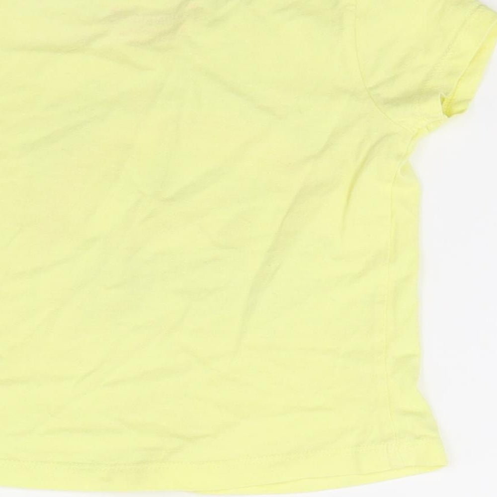 Primark Girls Yellow Basic T-Shirt Size 2-3 Years - Rainbows