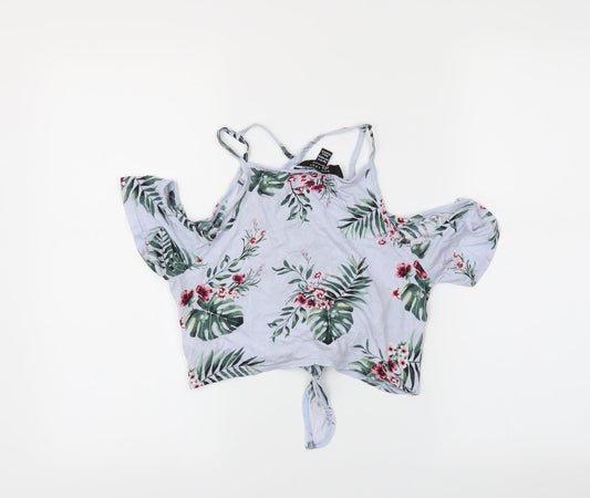 NEWLOOK Girls Blue Floral Cropped Tank Size 10-11 Years