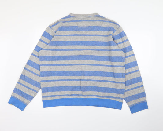 resistance Mens Blue Striped Pullover Jumper Size L
