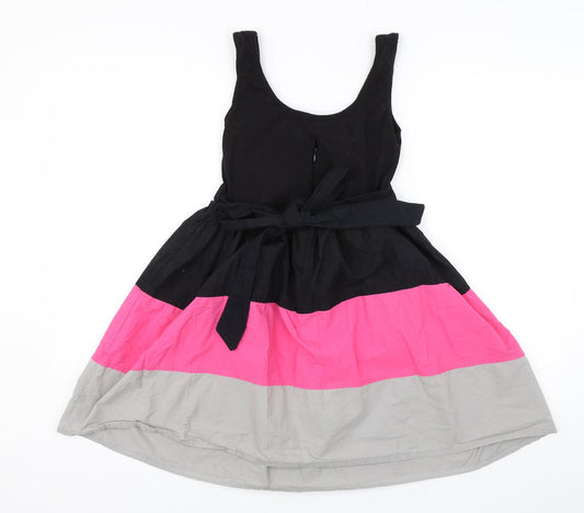 Amour Womens Black Striped Shift Size 10