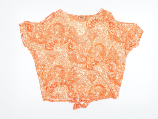 Wallis Womens Orange Paisley Basic Blouse Size S