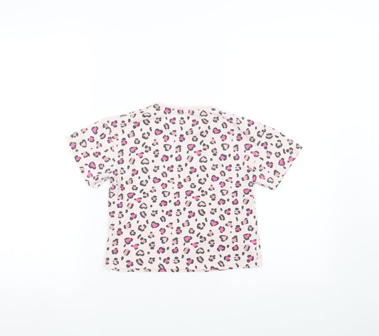 Matalan Girls Pink Animal Print Basic T-Shirt Size 5 Years