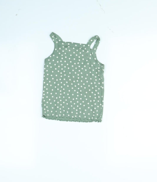 NEXT Girls Green Polka Dot Basic Tank Size 5 Years