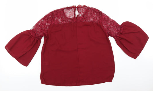 Select Womens Red Basic Blouse Size 14