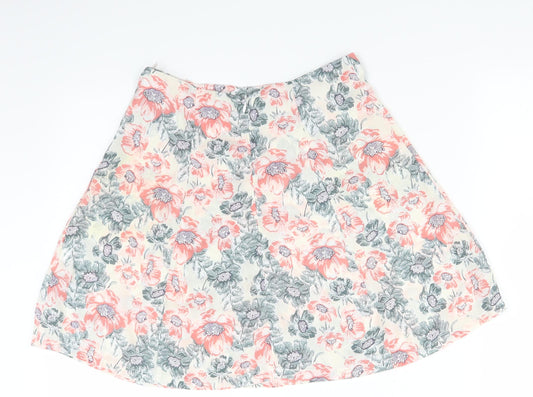 PRETTYLITTLETHING Womens White Floral A-Line Skirt Size 6
