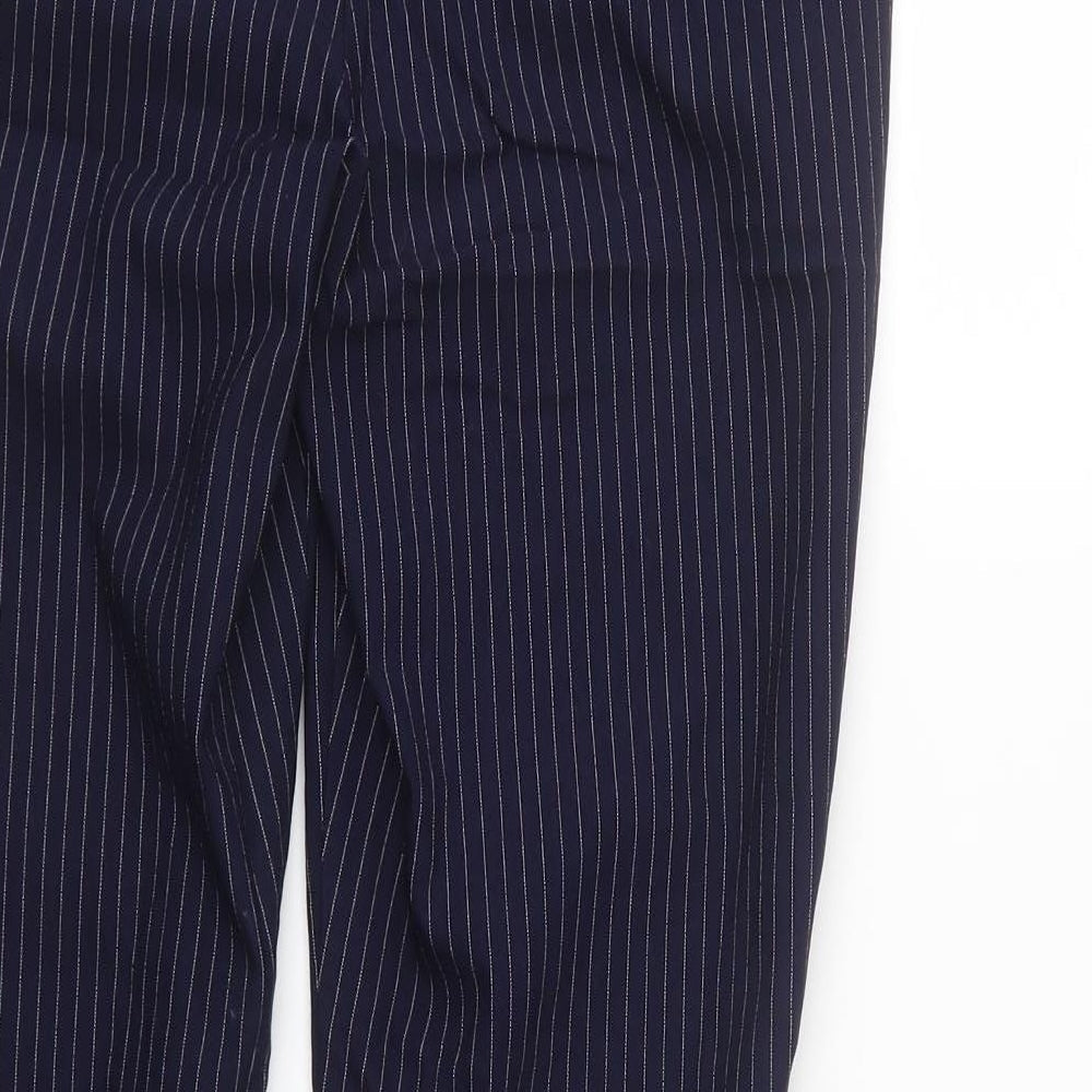 RESERVED Womens Blue Striped Trousers Size 10 L27 in - elastic waist