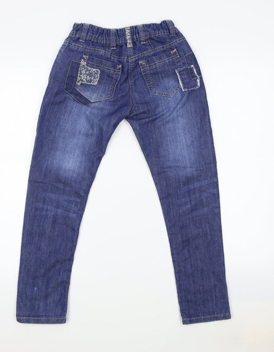 Preworn Girls Blue Denim Straight Jeans Size 9 Years