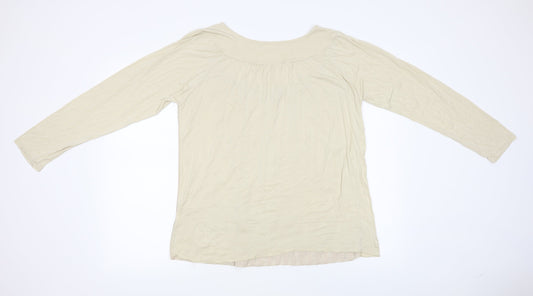 Preworn Womens Beige Basic T-Shirt Size L