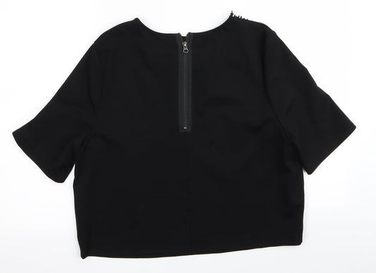 Topshop Womens Black Rayon Basic T-Shirt Size 12