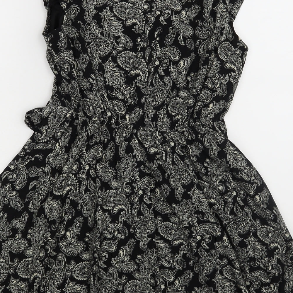 Snow Traffic Womens Black Floral A-Line Size S
