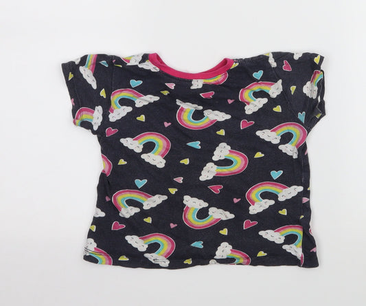 Kids Girls Black Basic T-Shirt Size 5-6 Years