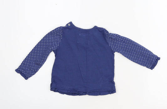 TU Girls Blue Basic Blouse Size 6-9 Months - bird