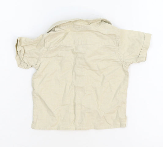 M&Co Boys Beige Basic Dress Shirt Size 6-9 Months