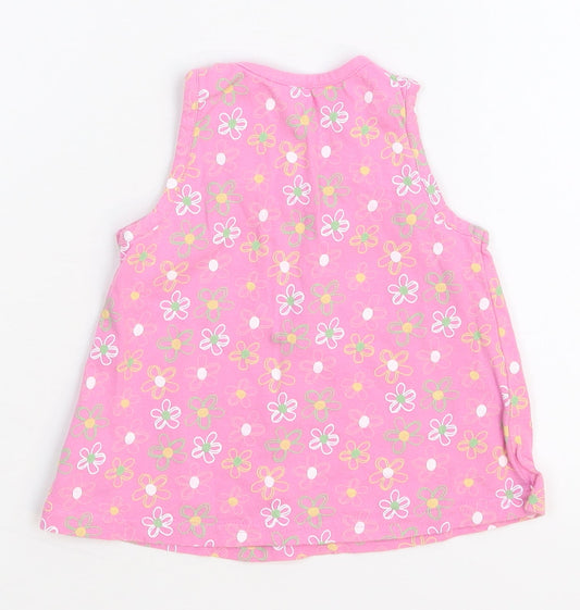 George Girls Pink Floral Basic Tank Size 6-9 Months