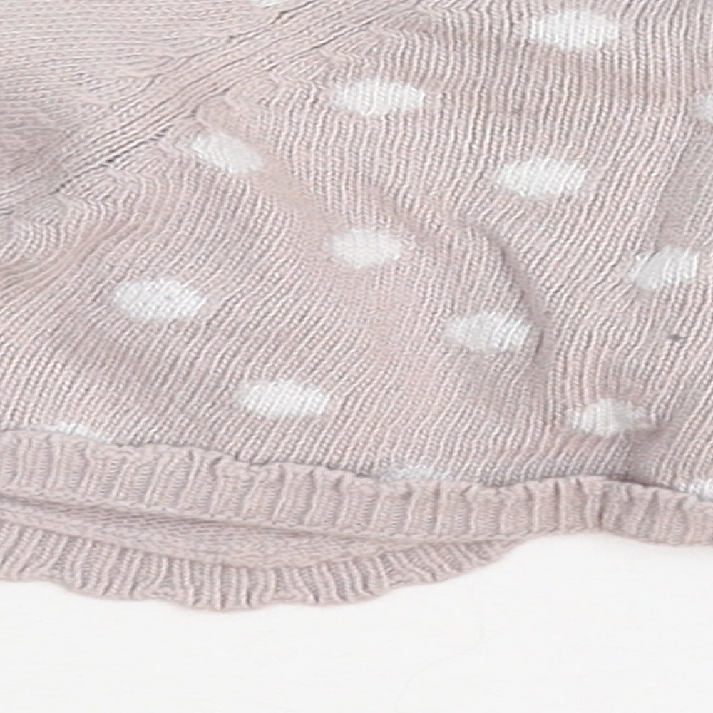 Brand and care label for Monsoon girls’ pink polka dot cardigan jumper, size 6-9, months